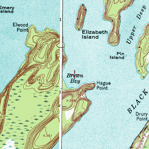 Topographic Map of Brown Bay, NY
