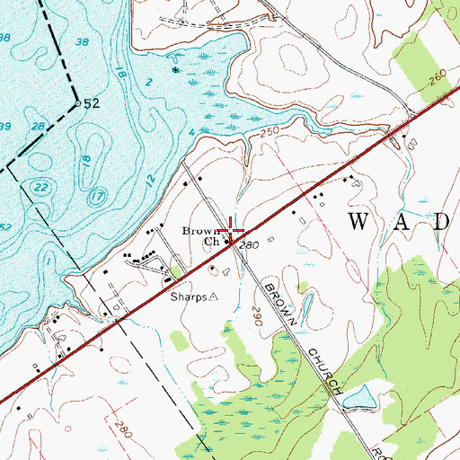 Topographic Map of Brown Church, NY