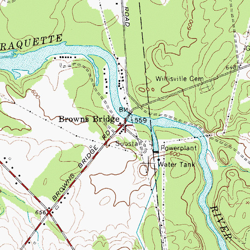 Topographic Map of Browns Bridge, NY