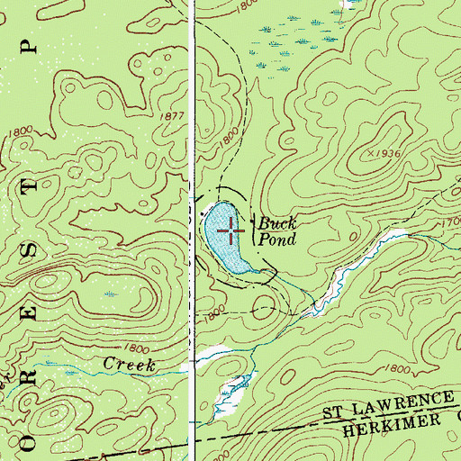 Topographic Map of Buck Pond, NY