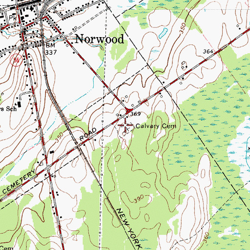 Topographic Map of Calvary Cemetery, NY