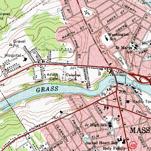 Topographic Map of Calvary Cemetery, NY