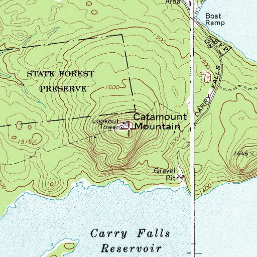 Topographic Map of Catamount Mountain, NY