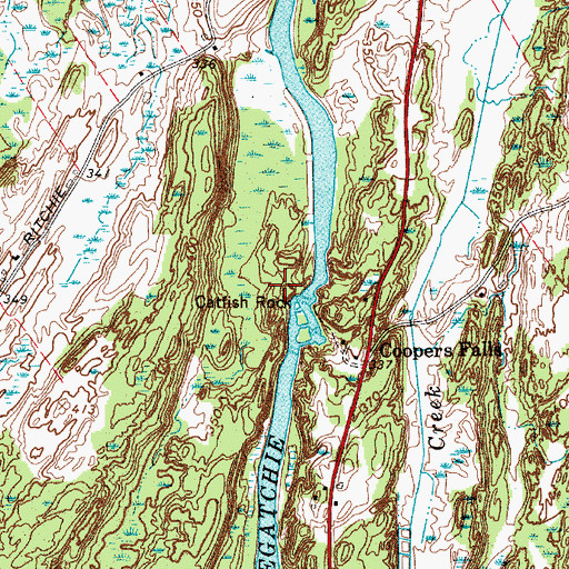 Topographic Map of Catfish Rock, NY
