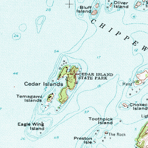 Topographic Map of Cedar Island State Park, NY