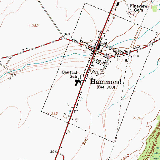 Topographic Map of Central School, NY