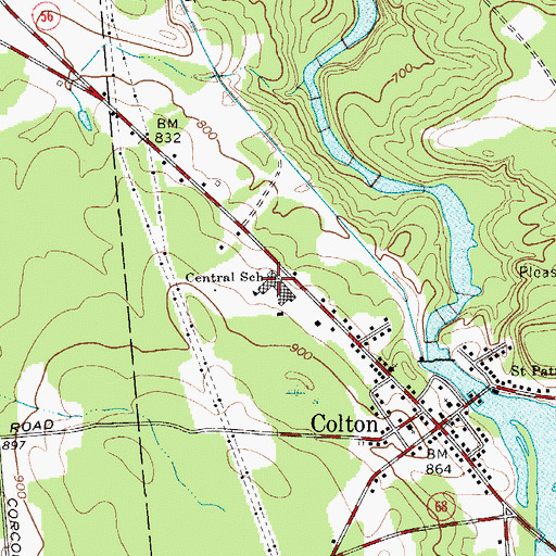 Topographic Map of Central School, NY