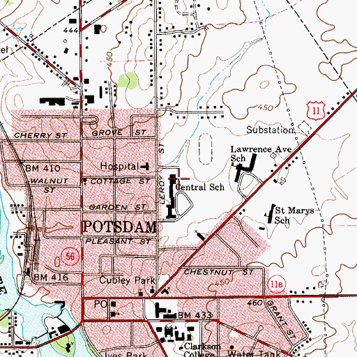 Topographic Map of Central School, NY