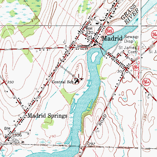 Topographic Map of Madrid Central School, NY
