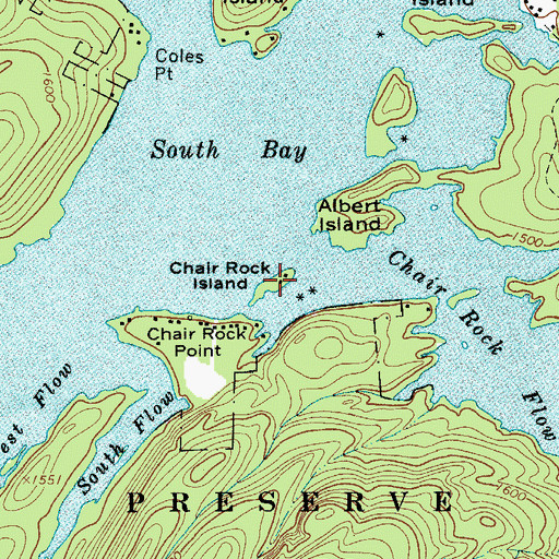 Topographic Map of Chair Rock Island, NY