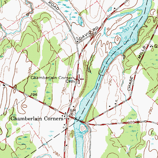Topographic Map of Chamberlain Corners Cemetery, NY