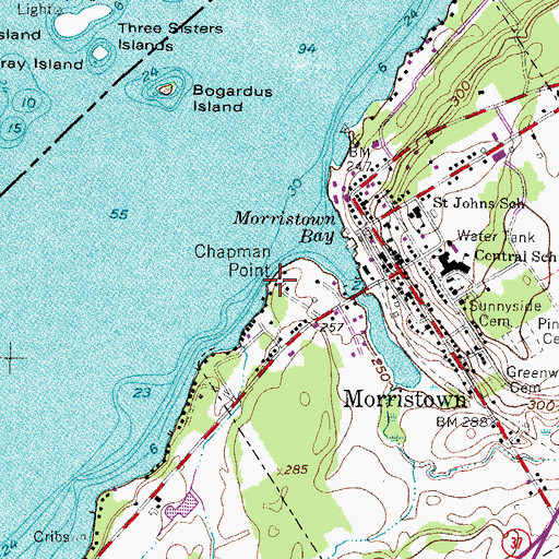 Topographic Map of Chapman Point, NY