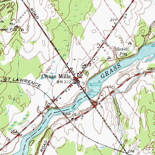 Topographic Map of Chase Mills, NY