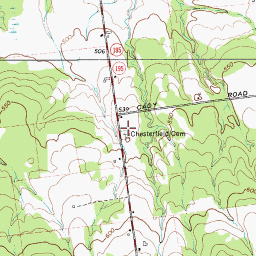 Topographic Map of Chesterfield Cemetery, NY