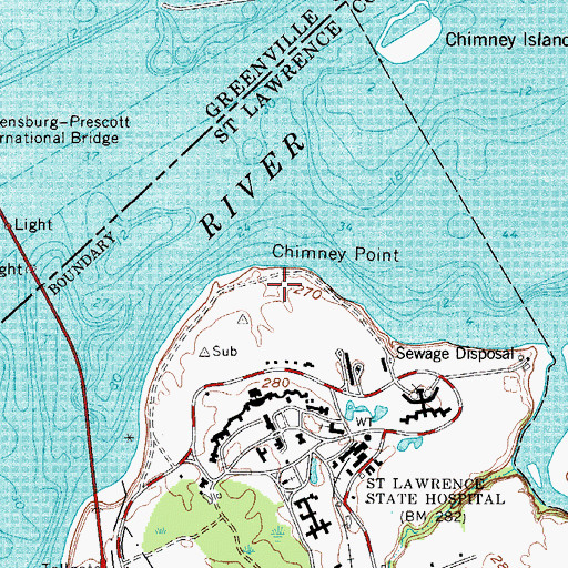 Topographic Map of Chimney Point, NY