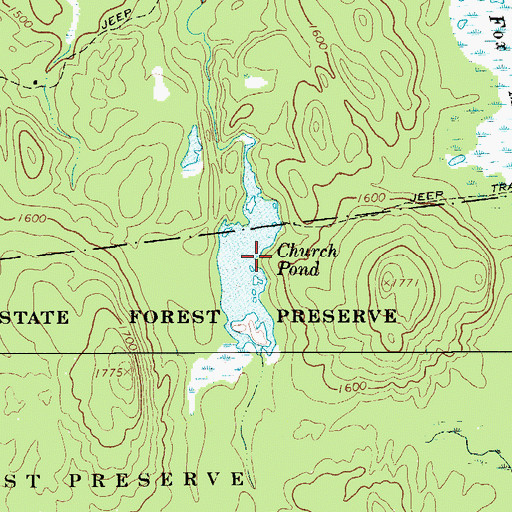 Topographic Map of Church Pond, NY