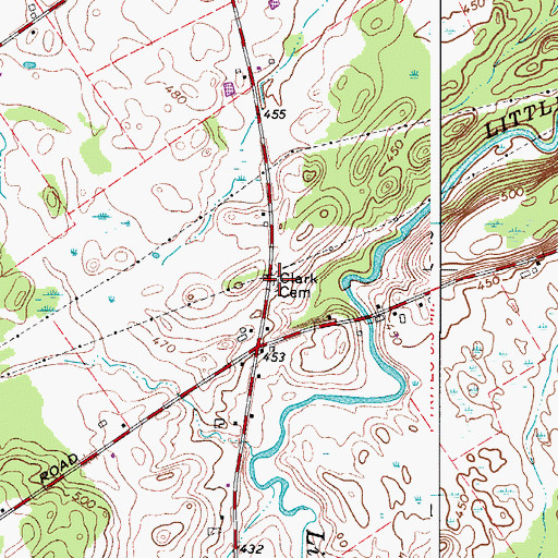 Topographic Map of Clark Cemetery, NY