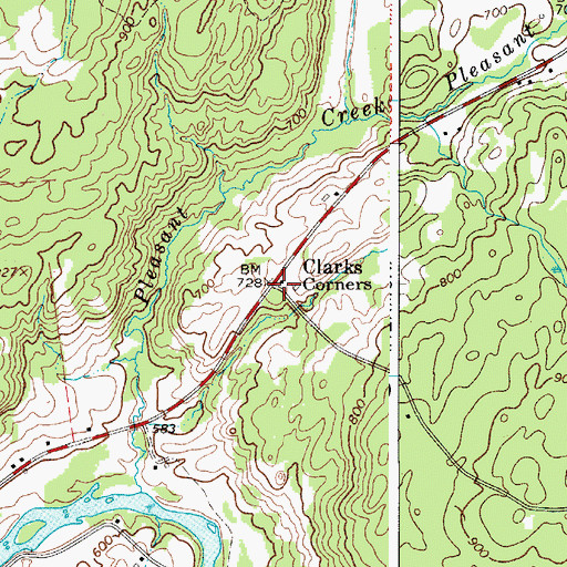 Topographic Map of Clarks Corners, NY