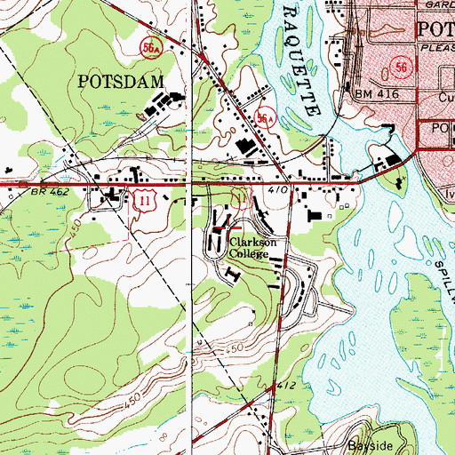 Topographic Map of Clarkson College, NY