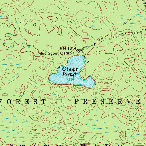 Topographic Map of Clear Pond, NY