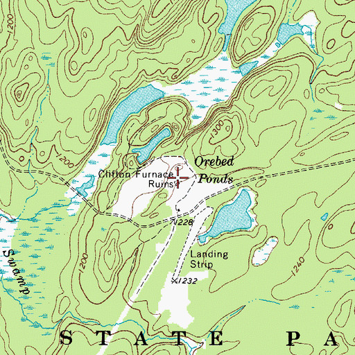 Topographic Map of Clifton Furnace Ruins, NY