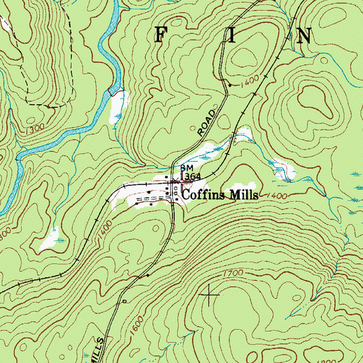Topographic Map of Coffins Mills, NY