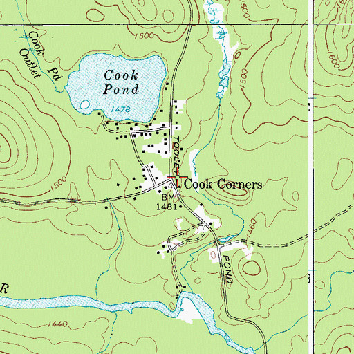 Topographic Map of Cook Corners, NY