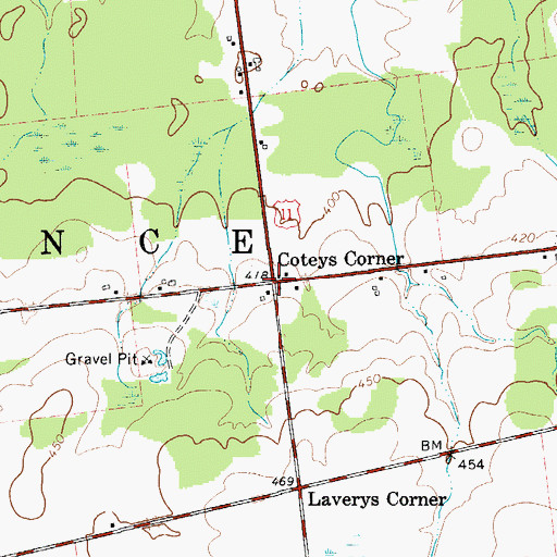 Topographic Map of Coteys Corner, NY
