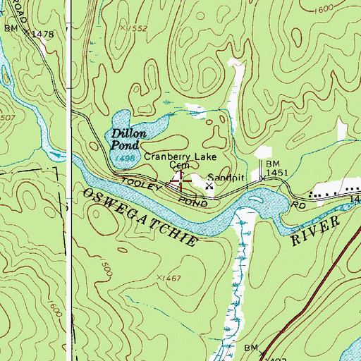 Topographic Map of Cranberry Lake Cemetery, NY