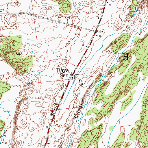 Topographic Map of Days School, NY
