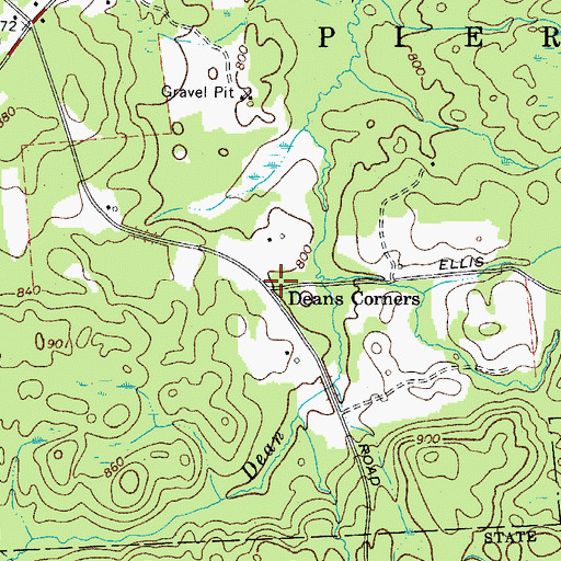 Topographic Map of Deans Corners, NY