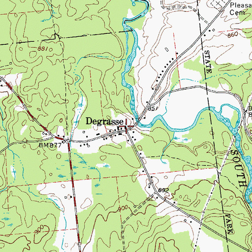 Topographic Map of Degrasse, NY