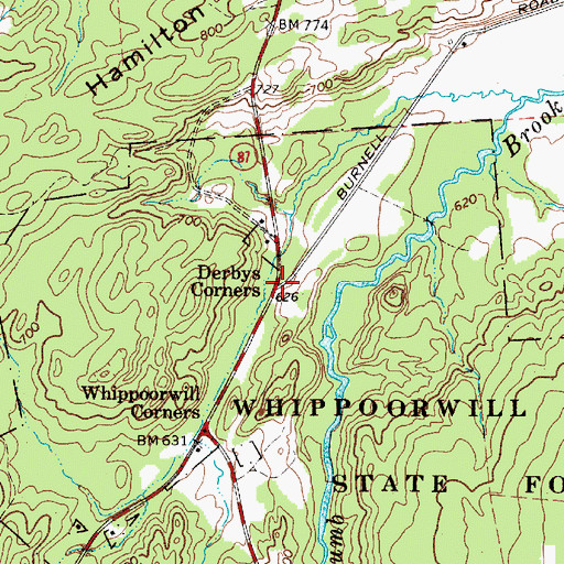 Topographic Map of Derbys Corners, NY