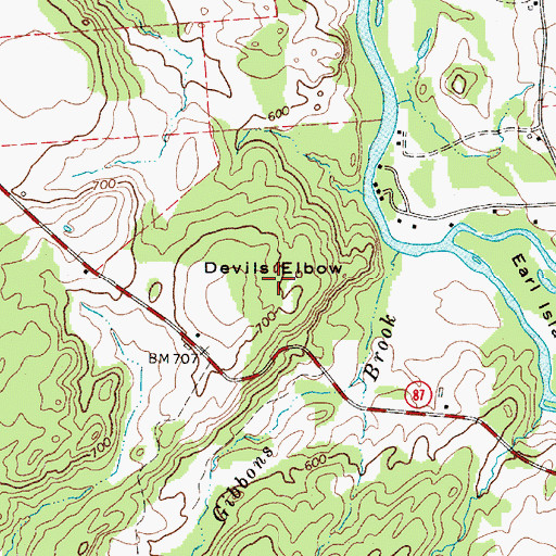 Topographic Map of Devils Elbow, NY
