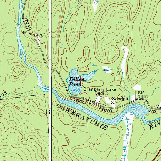 Topographic Map of Dillon Pond, NY