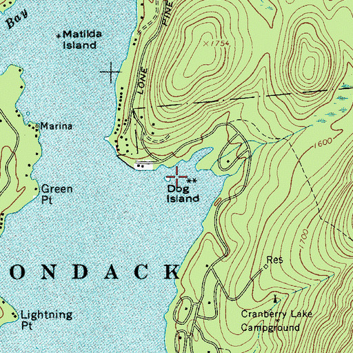 Topographic Map of Dog Island, NY