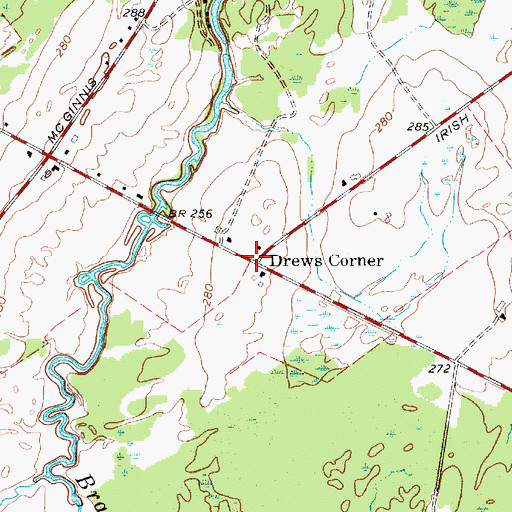 Topographic Map of Drews Corner, NY