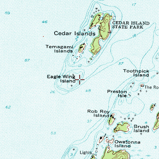 Topographic Map of Eagle Wing Island, NY