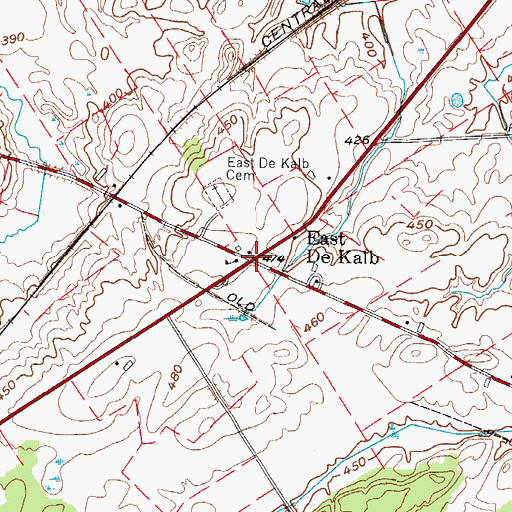 Topographic Map of East De Kalb, NY
