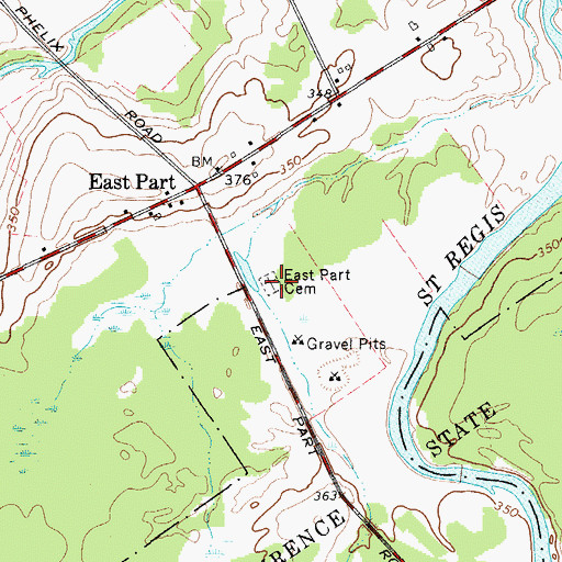 Topographic Map of East Part Cemetery, NY
