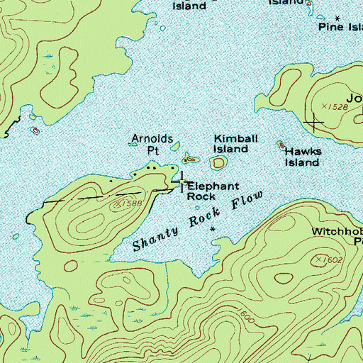 Topographic Map of Elephant Rock, NY