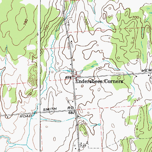 Topographic Map of Endersbees Corners, NY