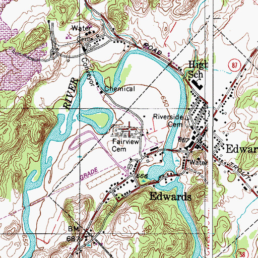 Topographic Map of Fairview Cemetery, NY