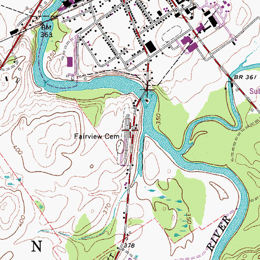 Topographic Map of Fairview Cemetery, NY