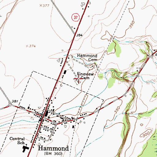 Topographic Map of Fineview Cemetery, NY