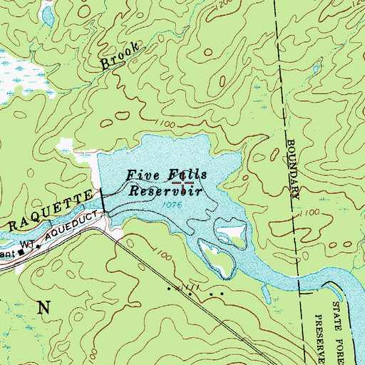 Topographic Map of Five Falls Reservoir, NY