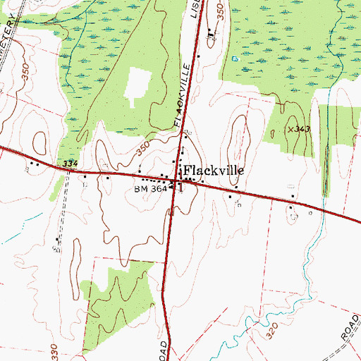 Topographic Map of Flackville, NY