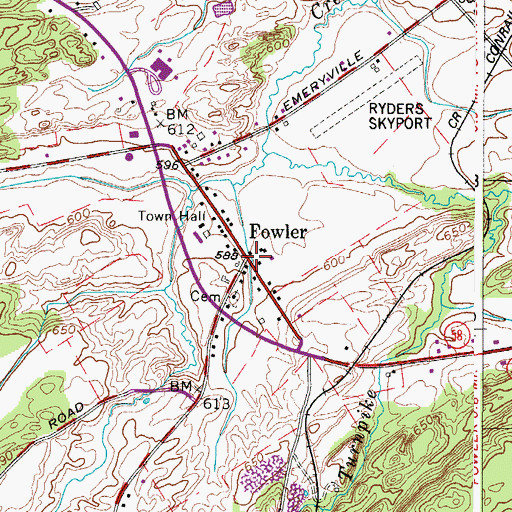Topographic Map of Fowler, NY