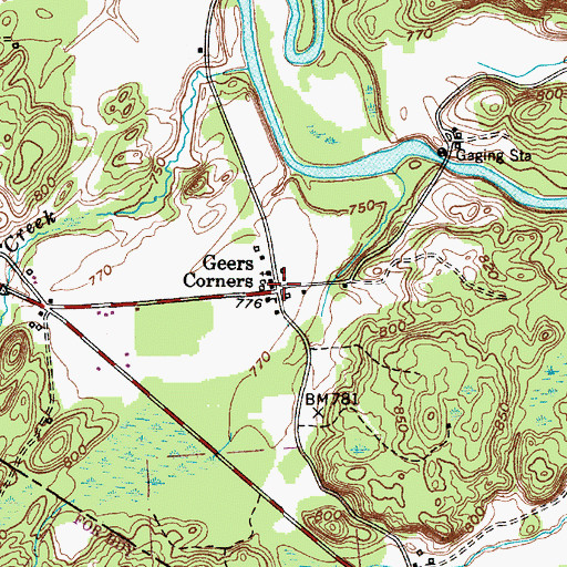 Topographic Map of Geers Corners, NY