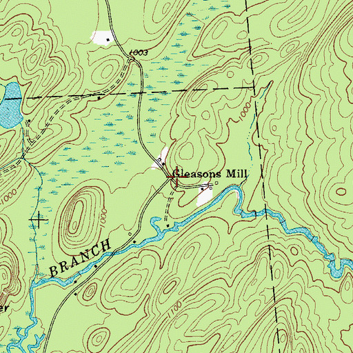Topographic Map of Gleasons Mill, NY